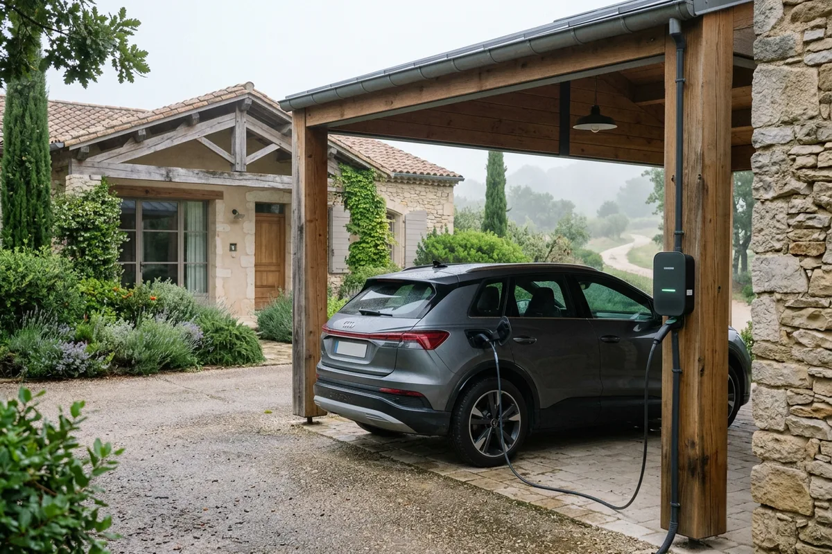 Recharge quotidienne d'un véhicule électrique avec wallbox à domicile à Nuaillé